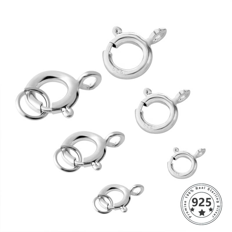 5Pcs S925 Sterling Silver Spring Ring Sluiting Met Open Jump Ring Sieraden Sluiting Voor Ketting Armband Connectors