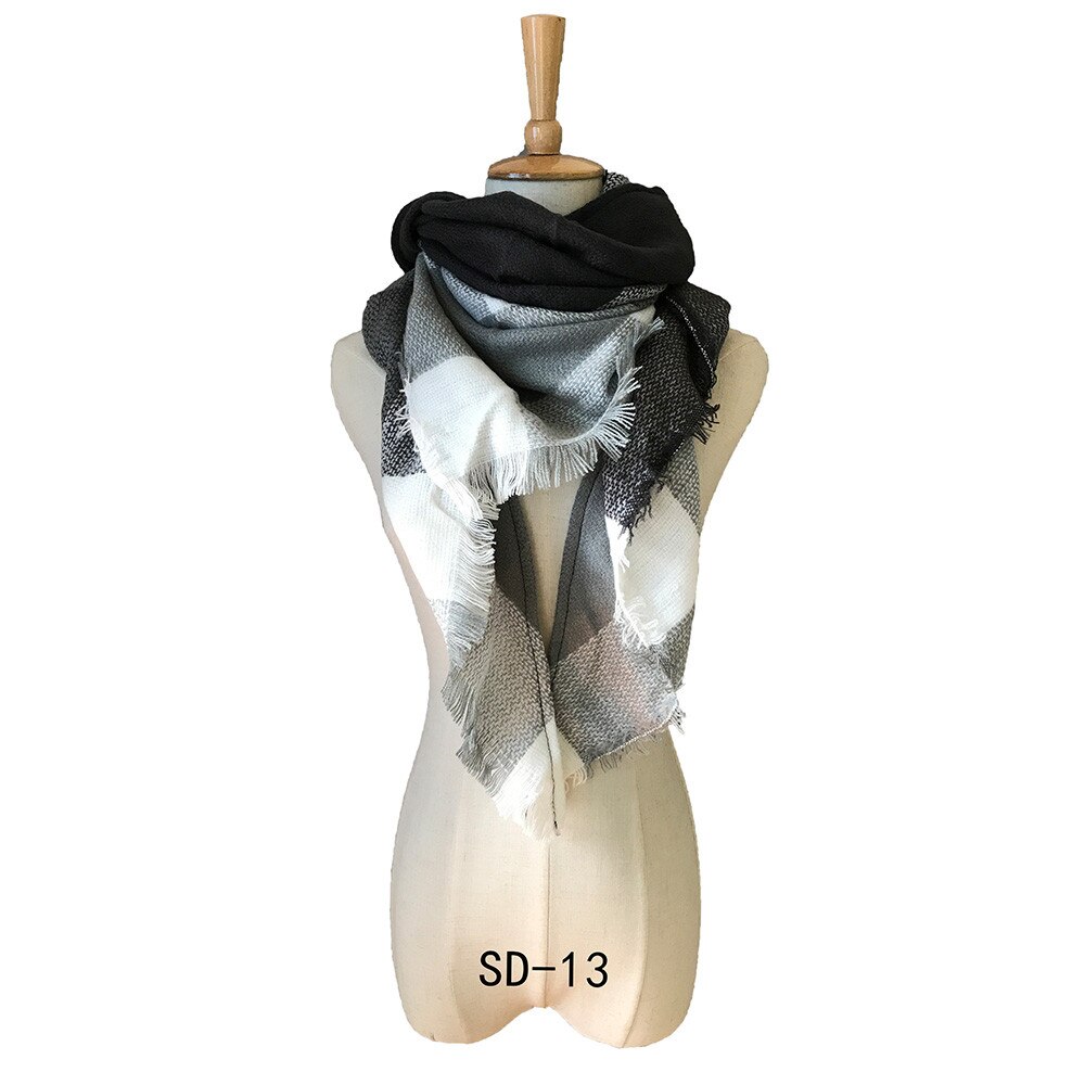 & Plaid Blanket Scarf Women Big Square Long Scarves Warm Tartan Checked Shaw Classic Tassel Plaid Scarf Winter Neck Warmer: D