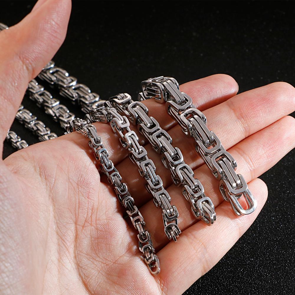 4/5/6/8mm Halsband Lange Halskette Männer Männlichen Edelstahl Byzantinischen Kasten Kette Ehemann freund Bff