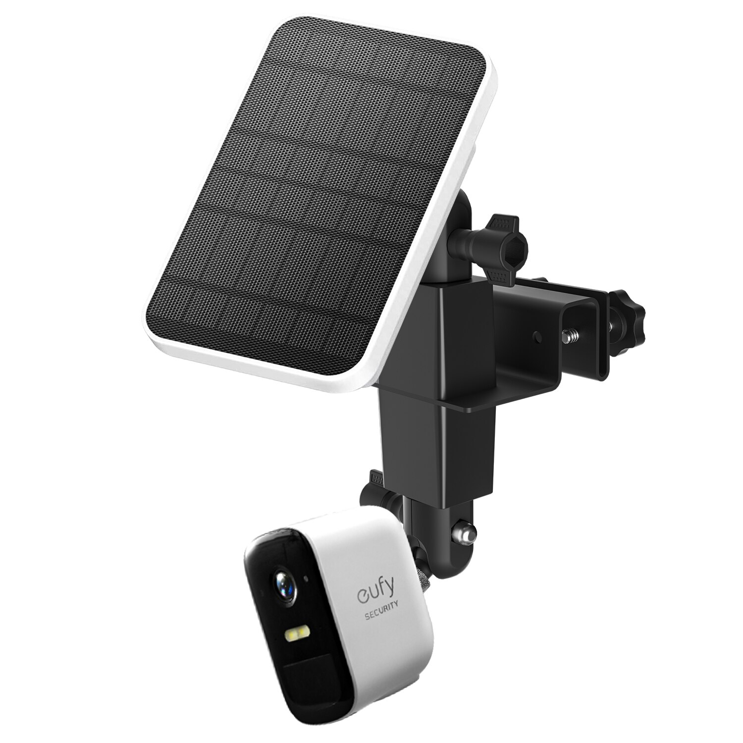 2-in-1 Outdoor Gutter Mount for Eufy Solar Panel &amp; Eufycam 2/2C/E/2 Pro/2C Pro,Double Mount 180 Degree Swivel Mounting Brackets: Black