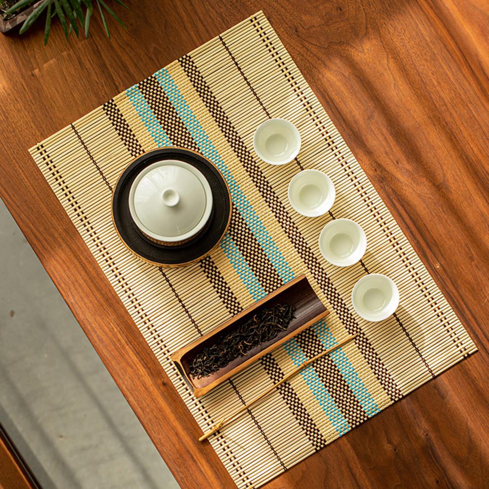 Vedenpitävä kevyt pöytä koristeellinen bambu tabletti lasinalus pöytä matto koriste tee tarvikkeet kodin keittiön matto