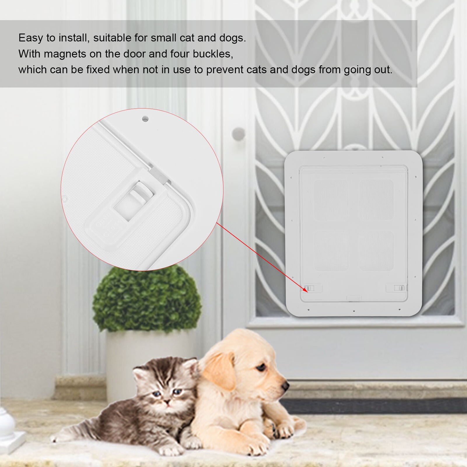 The Safe Guard Pet Dog Safety Enclosure Pet Small Dog Cat Screen Door Sliding Screen with Magnetic Flap Supply Ventilation