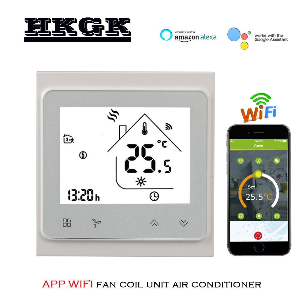 2p 4p køling / opvarmning digital trådløs wifi termostat rumtemperaturregulering til central klimaanlæg