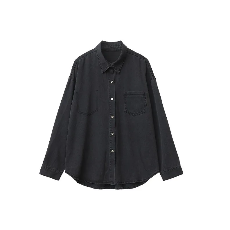 Elegant ven dame denimkåpe løs avslappet denimoverfrakk elastisk midje bukser dame brede benbukser vår høst: Xxxl / Svart