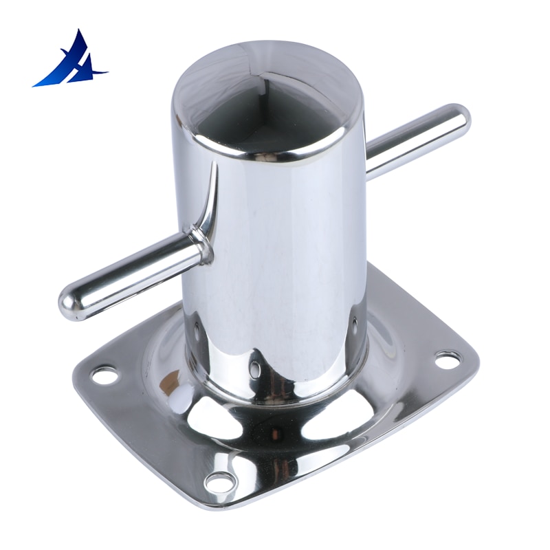 Accesorios de piezas de barco 316 Acero inoxidable 8 "bolardo de una sola cruz con la placa base amarre Cleat Marine
