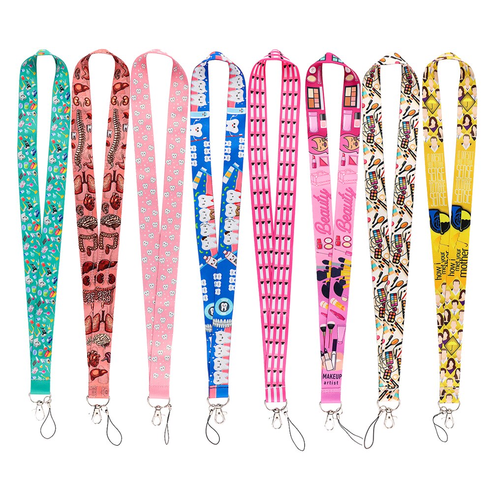Ransitute R2288 Menselijk Orgel Tanden Tandarts Make-Up Artist Lanyard Sleutelhanger Lanyard Neck Strap Voor Usb Badge Houder Diy Hang touw