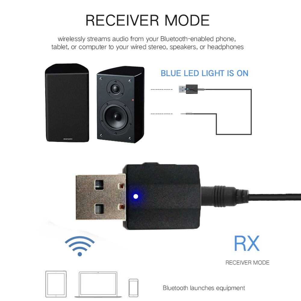 5.0 Bluetooth Transmitter Receiver Mini 3.5mm AUX Stereo Wireless Bluetooth Adapter For Car Music Bluetooth Transmitter For TV