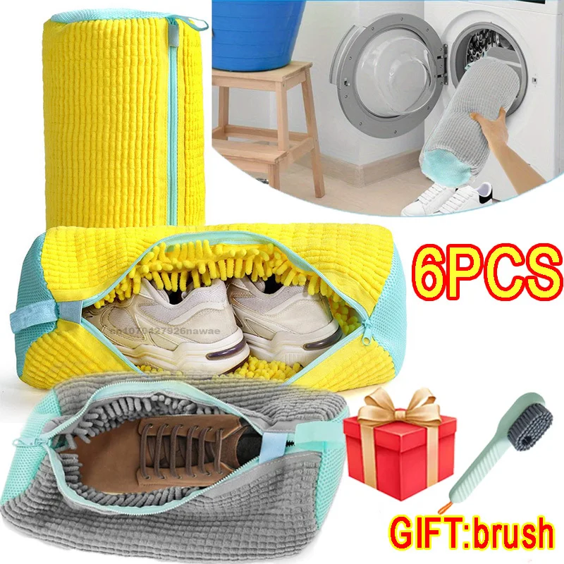 Waszak Schoenwasnet Waszak Gewatteerd Net Wasgoed Schoenen Huishoudelijke Machine Wassen Schoenen Zakken Droogzakken 1/6PCS