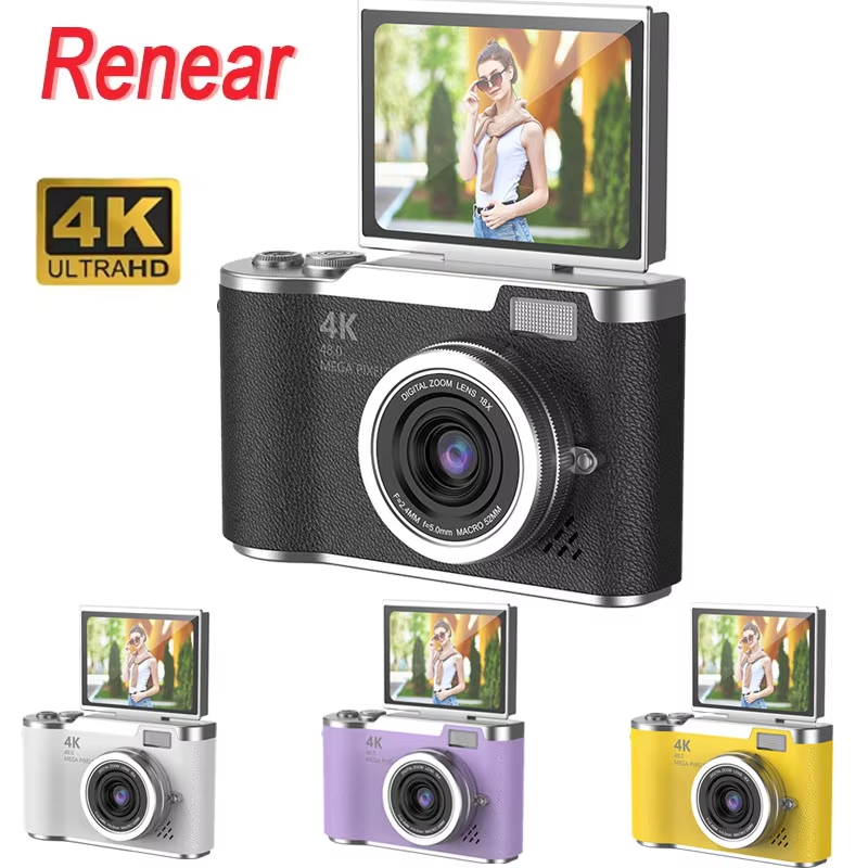 Cámara Digital 4K HD 48MP cámara de fotografía videocámara pantalla de 2,4 "cámaras recargables enfoque automático Vlogging cámaras compactas
