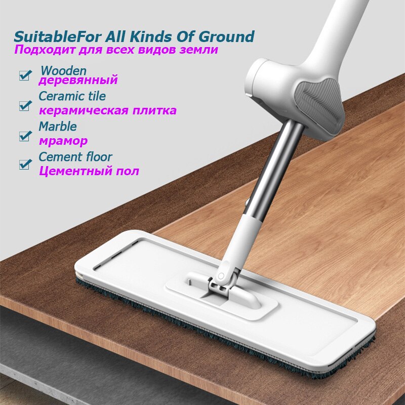 Magic Flat Mop Free Hand Washing Lazy Mop Squeeze Mop Automatic Spin 360 Rotating Wooden Floor Mop Household Cleaning Tool