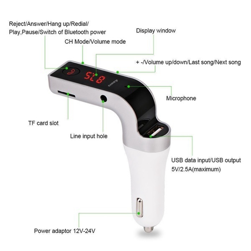 Victsing G7 Bluetooth FM transmitter Car Charger Car Kit FM Transmitter USB Charger Adapter MP3 Player LCD Car Accessories