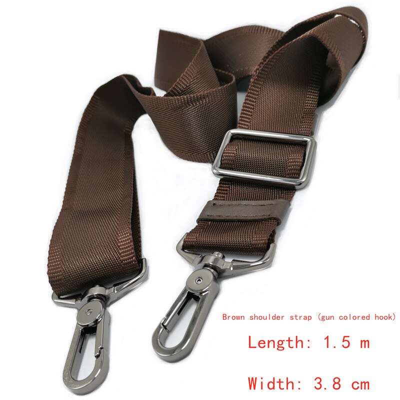 Mannen Tas Bandjes, 3.8 Cm Breed Nylon Tas Riem Accessoires, Lederen Tas Lange Schouderbanden, aktetas Bandjes Zinklegering: Brown  gun  hook