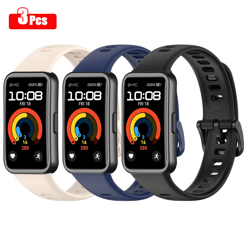 3Pcs/lot Soft Strap For Huawei Band 8 9 NFC Watchband Replacement For Huawei Band 9 8 Breathable Sport Bracelet Wristband: Coal Black / 14mm