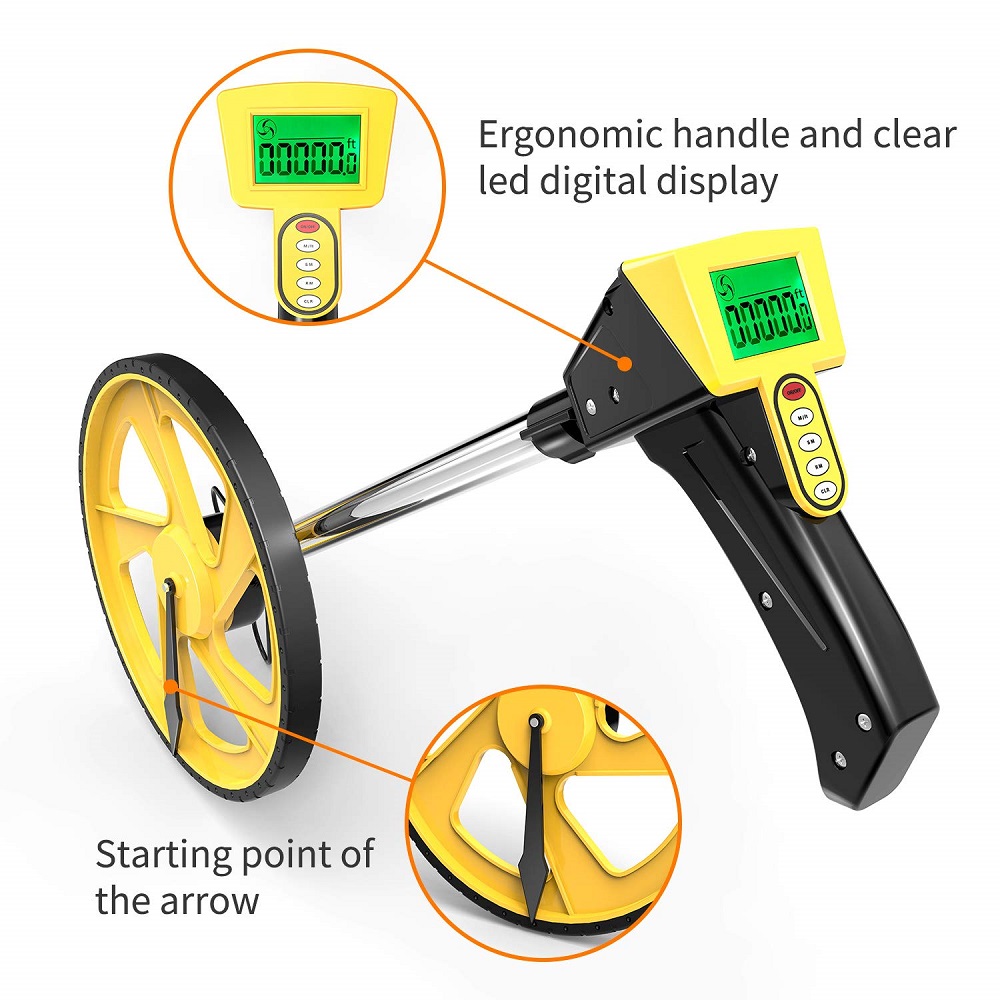 Rueda de medición con pantalla Digital LED, herramientas de medición de distancia, plegable, medidor de distancia/pies