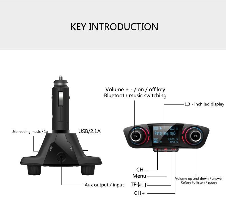 FM Transmitter Aux Modulator BT06 Bluetooth 4.0 Car Audio MP3 Player Hands-Free Car Kit Wireless Radio Audio Adapter Charger
