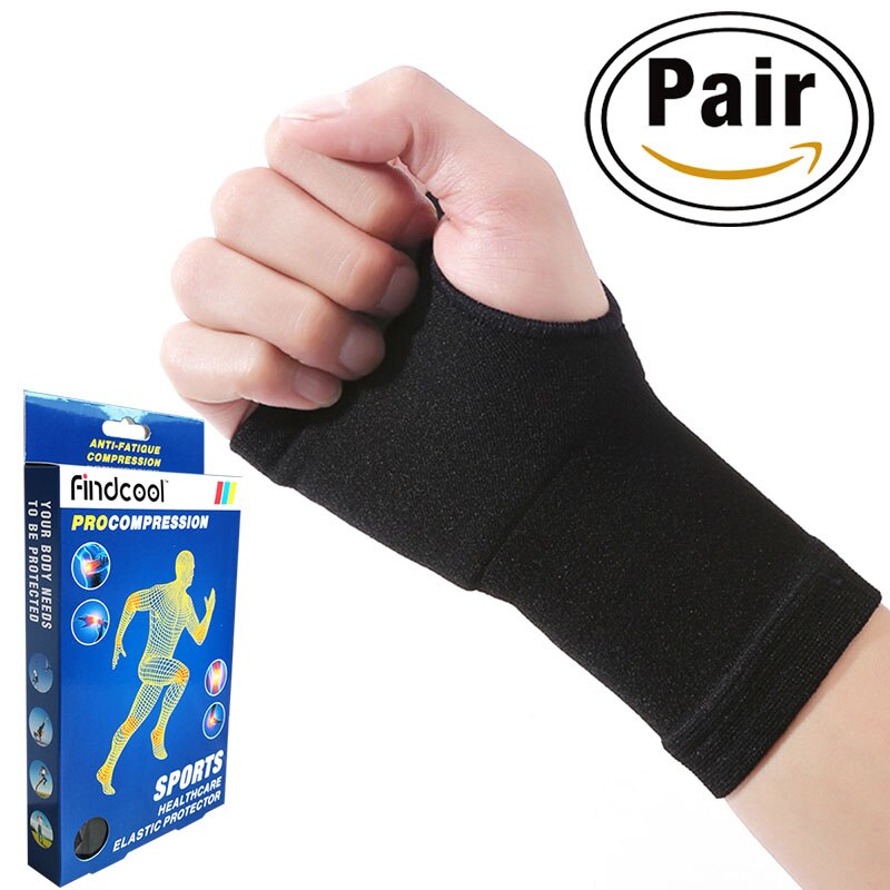 Findcool Armguard Palm Wrist Hand Support Outdoor Sport Glove Mitten Brace Sleeve Bandage Gym Hands Wrap Pad Protector: Black / M