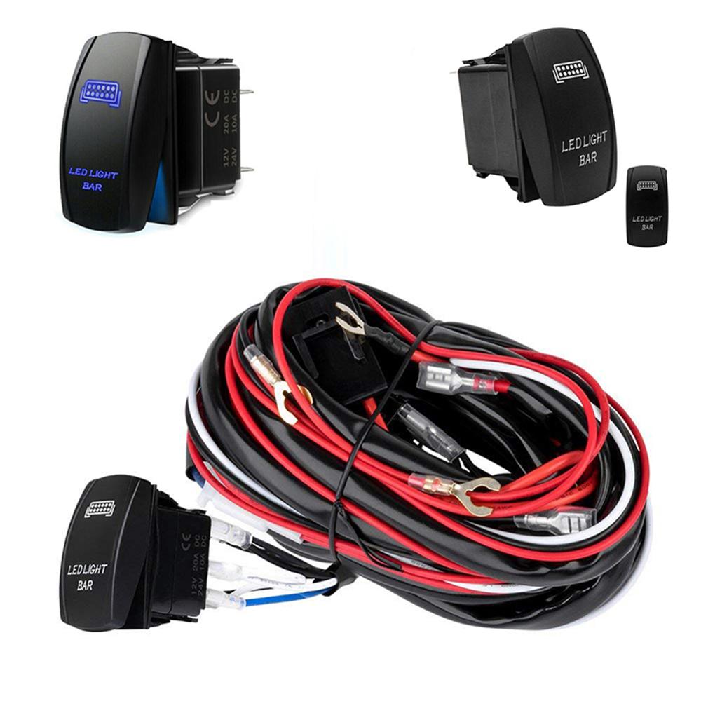 12V 40A Universal Blue LED Work Light Bar Switch Wiring Harness Kit Relay Fuse Kit for Cars SUV ATV Truck Motorcycle Boat