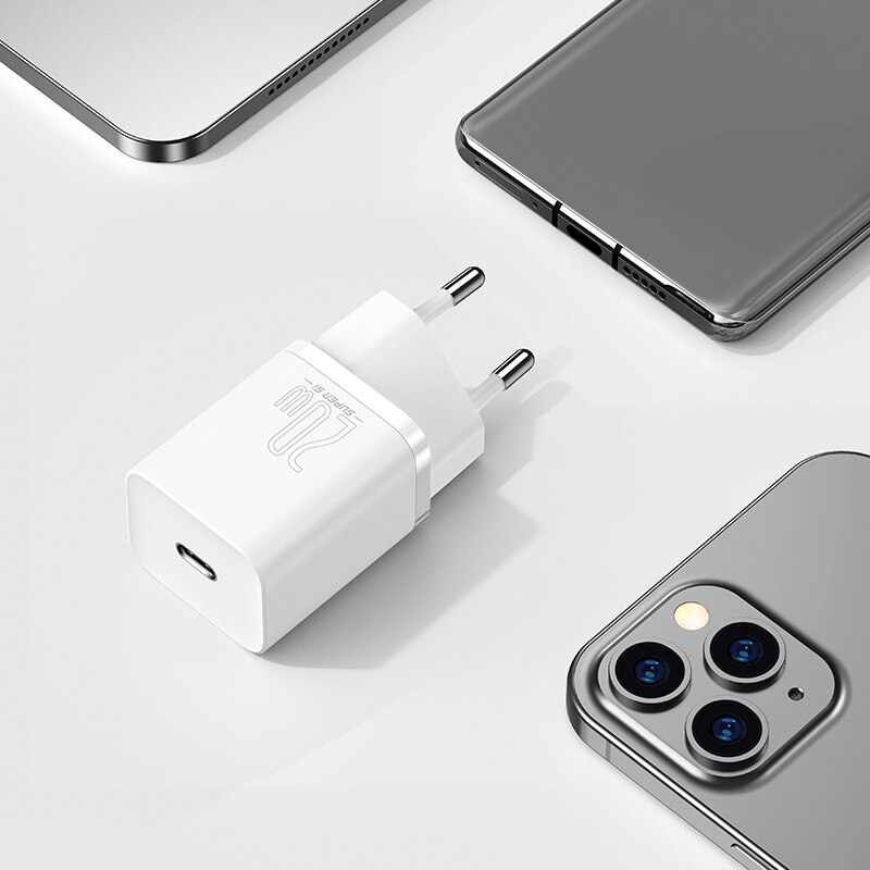 Baseus usb-typ-c-ladegerät 20w pd schnelllade  qc3.0 reiseladegerät für iphone 13, 12 mini, 11 pro max, xs, x: 20w eu weiß