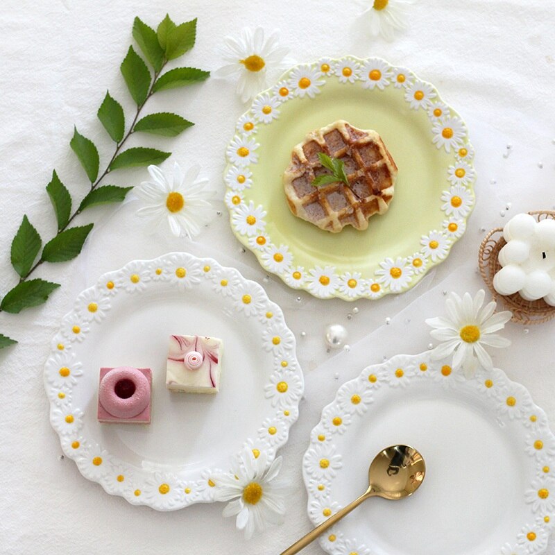 Ceramic Tableware Dishes And Plates Sets Small Daisy Underglaze Home Dinner Food Salad Bowl Western Cup Dessert Steak Tray Plate