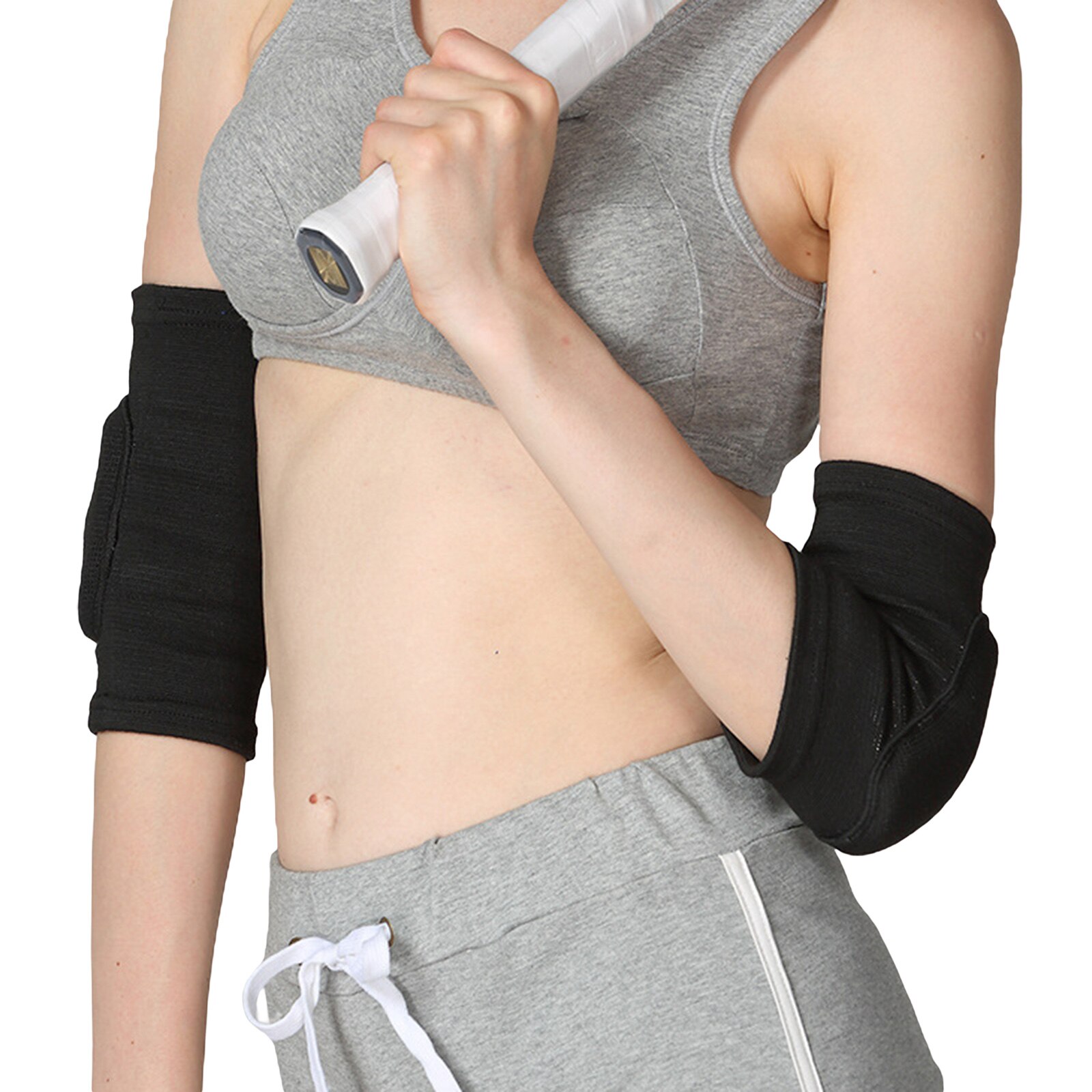 Coudière épaisse en tricot pour adultes, protection du corps, enveloppe d'exercice, pour femmes et hommes, noir/gris/rose: Black / M