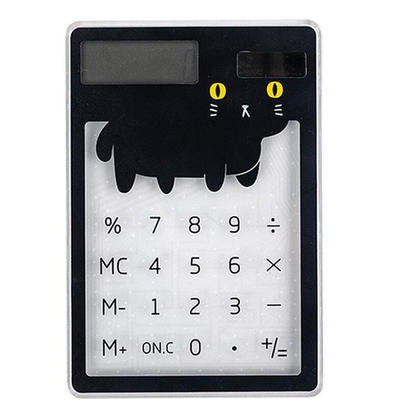 cute cartoon 8-digit calculator Solar energy mini Portable calculator kawaii M68F: Black