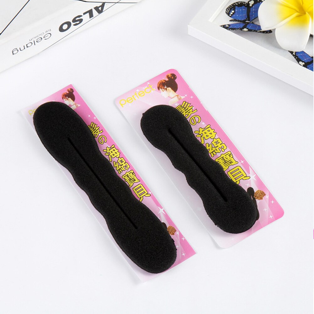 Esponja para penteado cabelo beleza mágica preta, esponja para criar penteados em cabelo com rosca e rabo de cavalo 2 tamanhos l (22.5cm)/s (17.5cm)