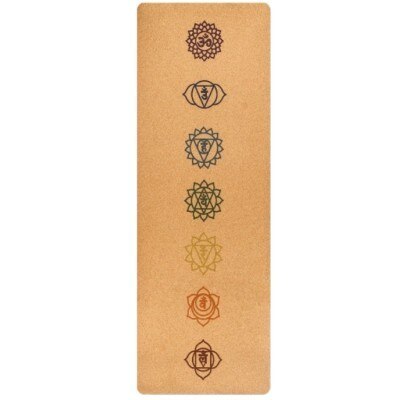 Chakra Cork Yoga Mat - 183x68cm - 5mm Thick - TPE Cork - Non-Slip - Eco-Friendly: Default Title