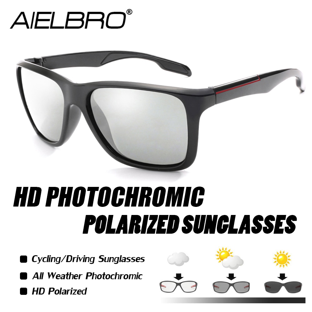 AIELBRO Polarized Photochromic Cycling Glasses Bike Glasses Outdoor Sports MTB Bicycle Sunglasses Goggles Eyewear Myopia Frame