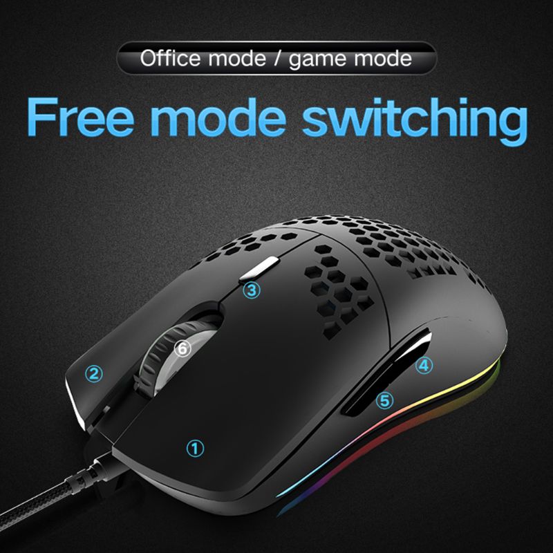 M6 holle honingraatpatroon game muizen lichtgewicht rgb bedrade gaming muizen 12000 dpi 7 toetsen voor gameliefhebbers