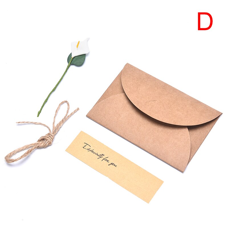 1pc retro diy kraft cartão de convite de papel com envelope feito à mão flores secas convites festa de casamento envelopes: white calla Lily