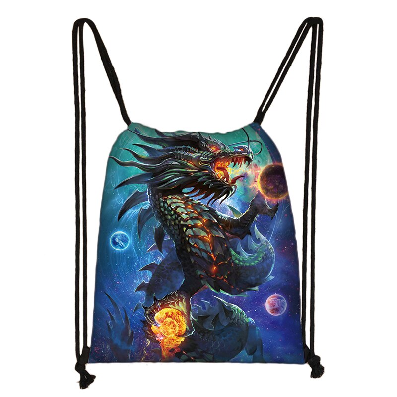 Gothic Asian Dragon Rucksack Frauen Harajuku Stil Kordelzug Taschen Punk Mädchen Rucksack Punk Schulter Tasche für Reise Bookbag: SKDLONG50