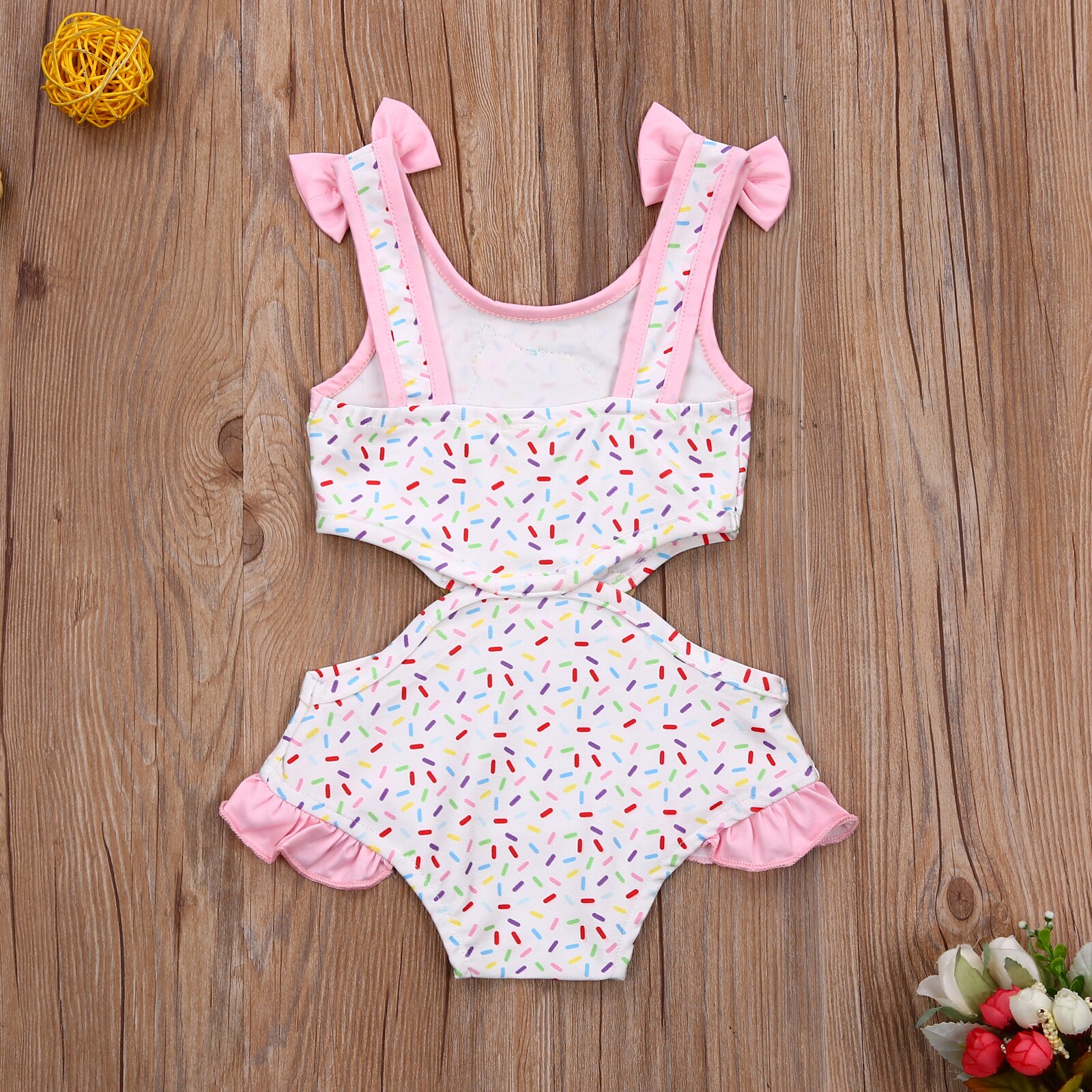 Citgeett estate bambino piccolo bambino ragazze dolce balze costume da bagno arco Ghiaccio crema Stampa vuoto bretella costume da bagno corpo Abiti