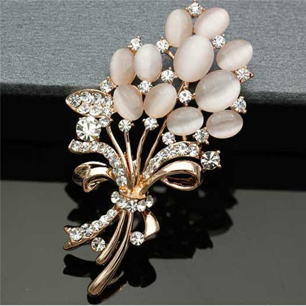 Big Pink Crystal Flower Brooch Rhinestone Pin Romantic Wedding Bride Bridesmaid Large Brooches For Woman Jewelry