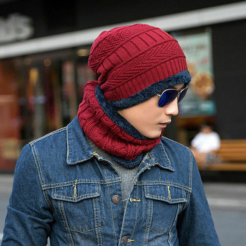 Juegos de gorro y bufanda abrigados de invierno para hombre, Set de bufanda de punto suave, gorros, gorros para mujer, gorros de punto Unisex, gorros de ganchillo, nueva