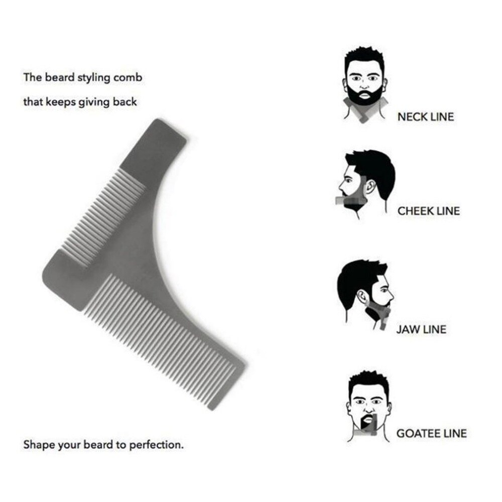 Stainless Steel Beard Trimming Comb Shaping Styling Template Gentlemen Beard Trimmer Tool for Cheek Jaw Mustache