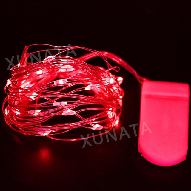 20 40Leds Kerstverlichting Battery Operated Koperdraad Led String Lights Waterdicht Voor Diy Bruiloft Slaapkamer Kerst Decor: Rood / 300w