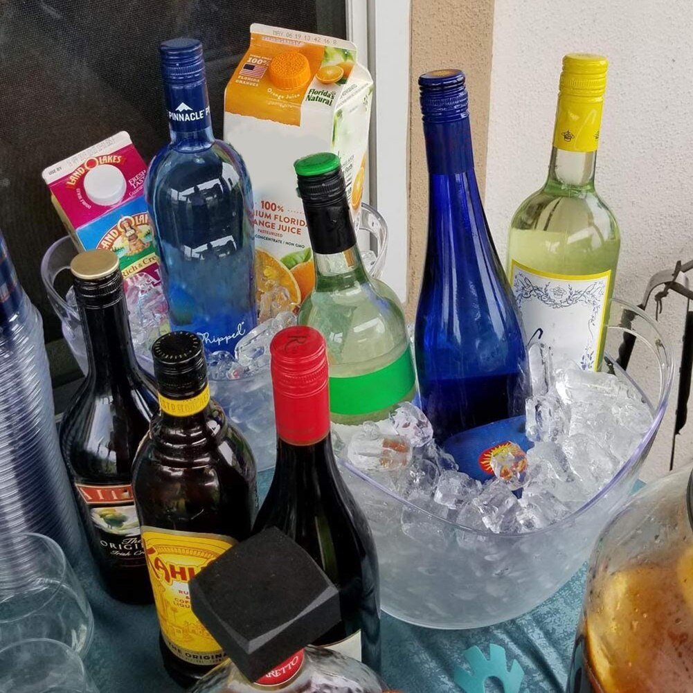 Cubo de hielo transparente de 8L, recipiente para botella de cerveza, vino, champán, cocina
