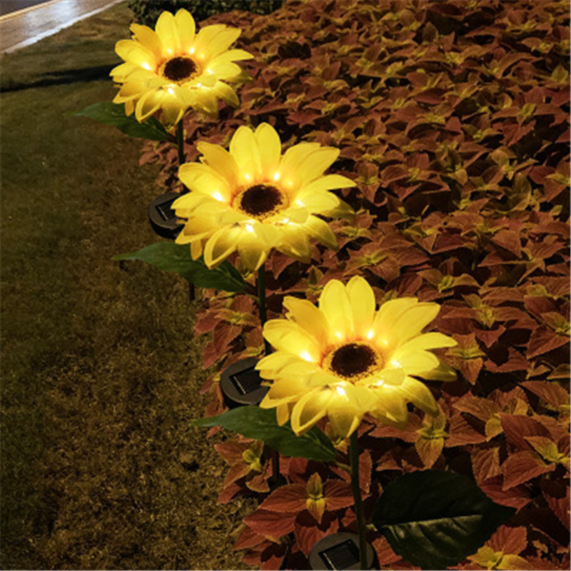 Solar Lights Sunflower Rose Lantern Waterproof Solar Led Lights Outdoor Street Garland Fairy Garden Decoration Outdoor Led Lamp