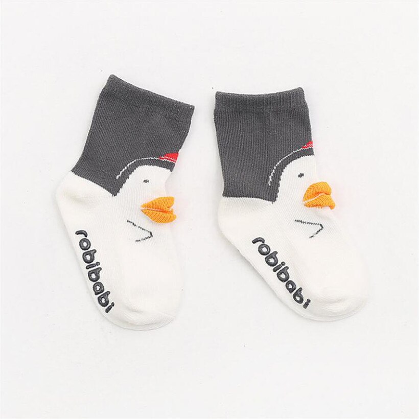 0-4Y baby cute socks little yellow duck cartoon cotton antiscivolo lovely infant toddler floor sock kaus kaki bayi/chaqaloq paypoq: grey / 2-4t