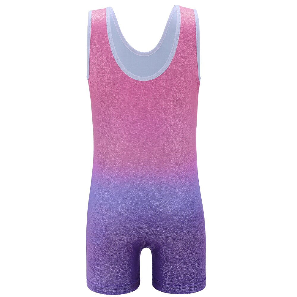 Girls Kids Gymnastics Leotards Biketards Sleeveless Gradient Dance Wear Pleaywear Activewear Tumblewear Athletic Leotards