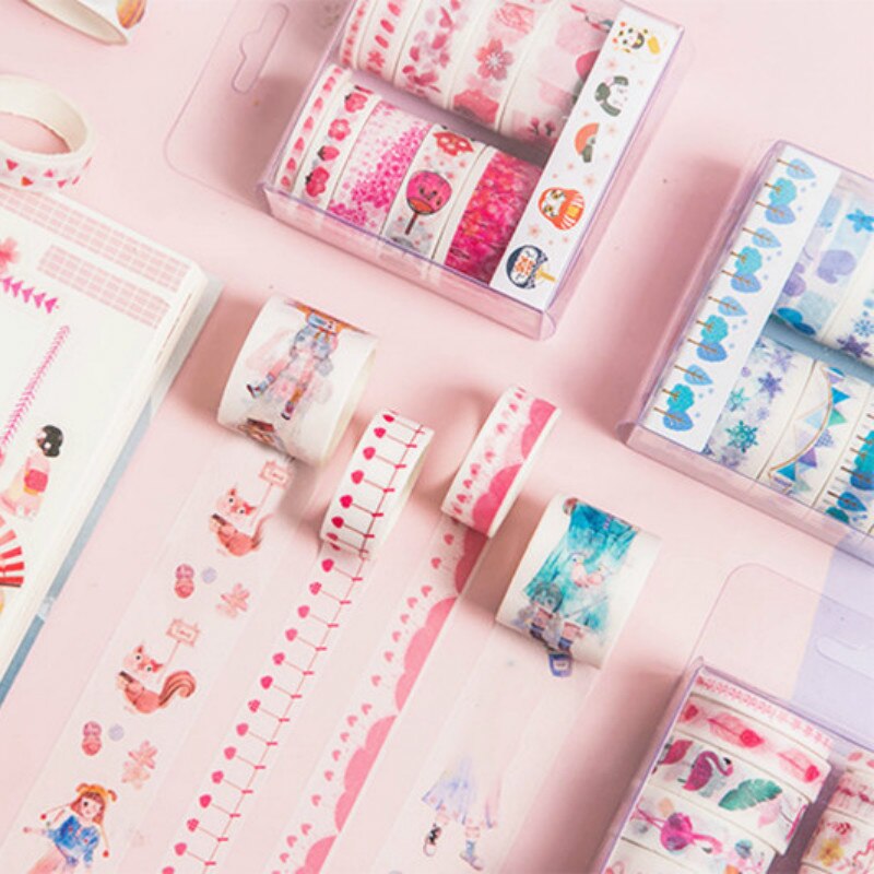 10 pièces/ensemble Washi ruban bricolage papeterie Scrapbooking artisanat autocollant fleurs plantes vertes feuilles fleur masquage décoratif Washi ruban