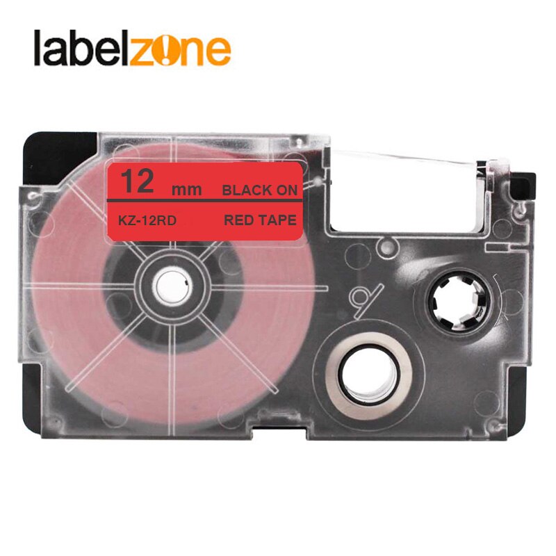 Multicolor 12mm XR-12WE XR-12X XR-12YW Laminiert Label bänder kompatibel für KL60 KL100 KL120 KL750 KL780 KL820 KL7000 KL-7200: Black on red