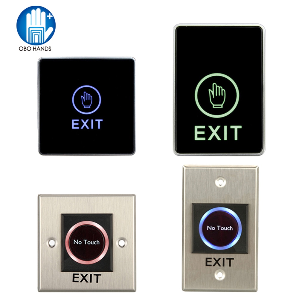 Infrared Contactless No Touch Door Exit Button Touch Release Push Switch with Backlight for access control electric lock system