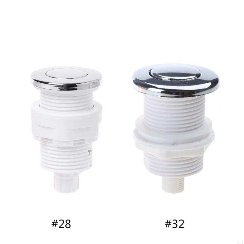 920L On Off Push Air Button 28mm/32mm For Bathtub Waste Garbage Disposal Pneumatic Silver