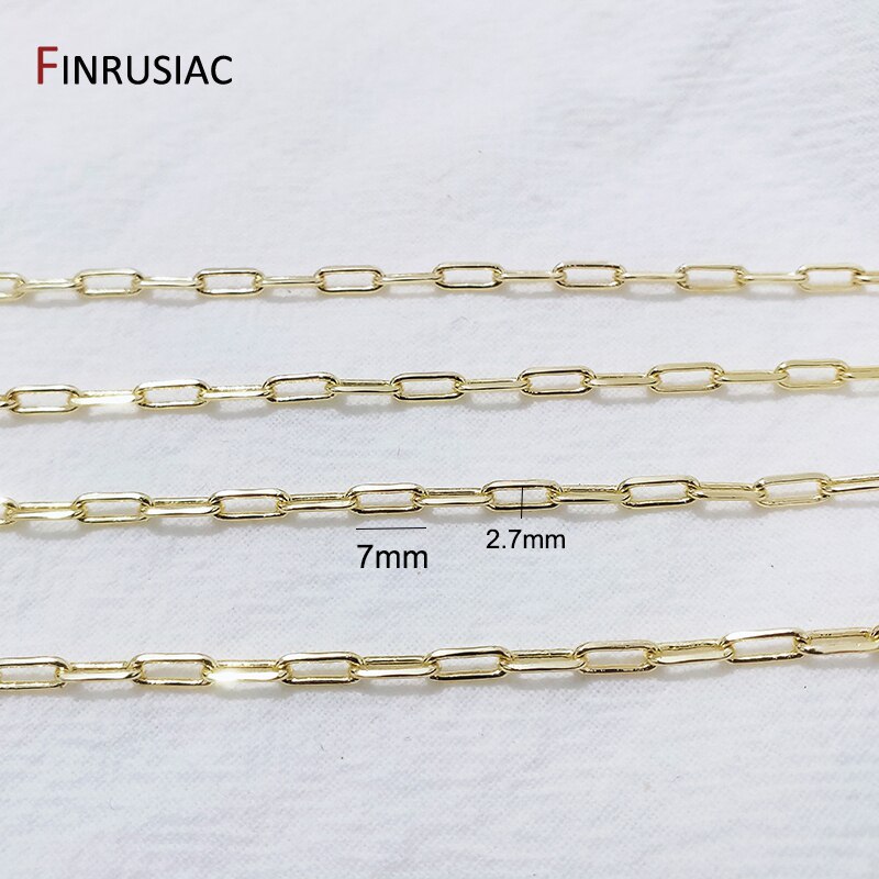 Carrete de cadena para manualidades de joyería DIY, , cadenas de Metal chapadas en oro de 14K para fabricación de joyas, pulseras hechas a mano, piezas de collares