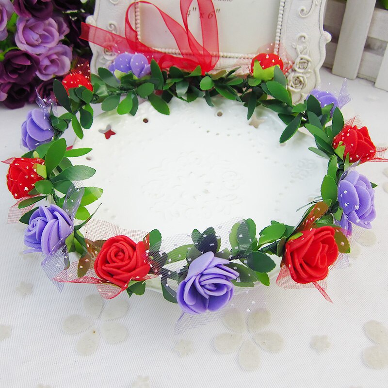 Rose Peony Flower Bridal Floral Crown Hair Band Wreath Mint Head Wreath Party Wedding Headpiece Bridesmaid Accessories: 18