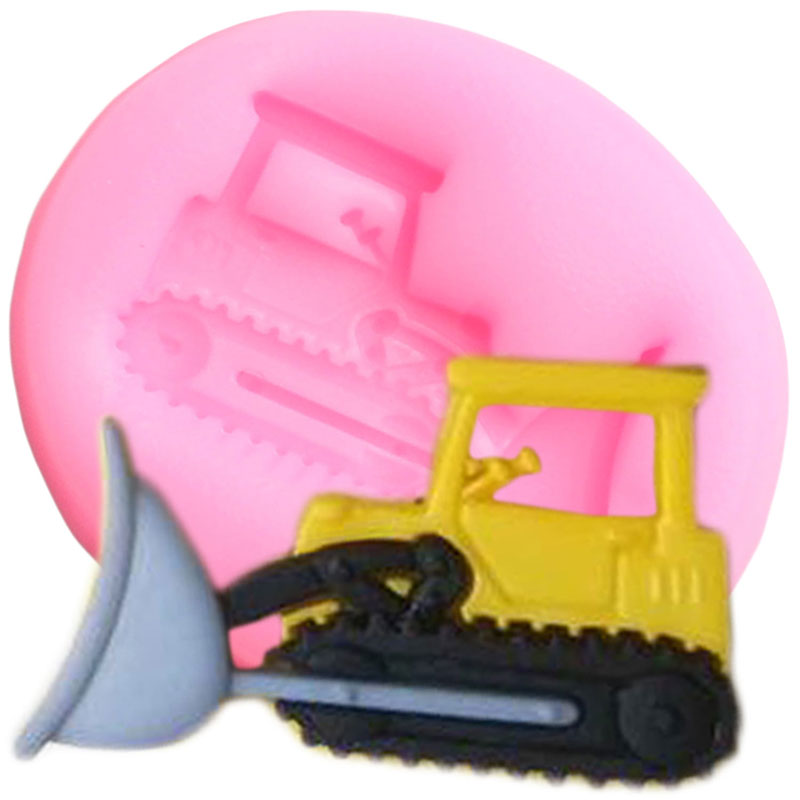 Bulldozer de silicona, moldes de grúa, camión de construcción, herramientas de decoración de pasteles de Fondant de Chocolate, accesorios para hornear magdalenas de de bebé