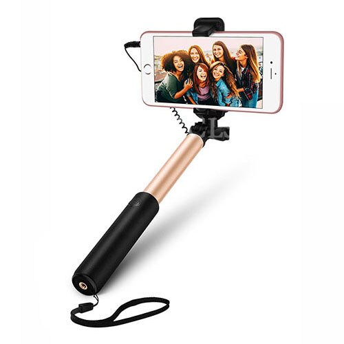 FGCLSY Metal palo Selfie con cable con Bluetooth remoto de trípode plegable portátil extensible Monopod para iphone 6 iphone 6s iOS: gold