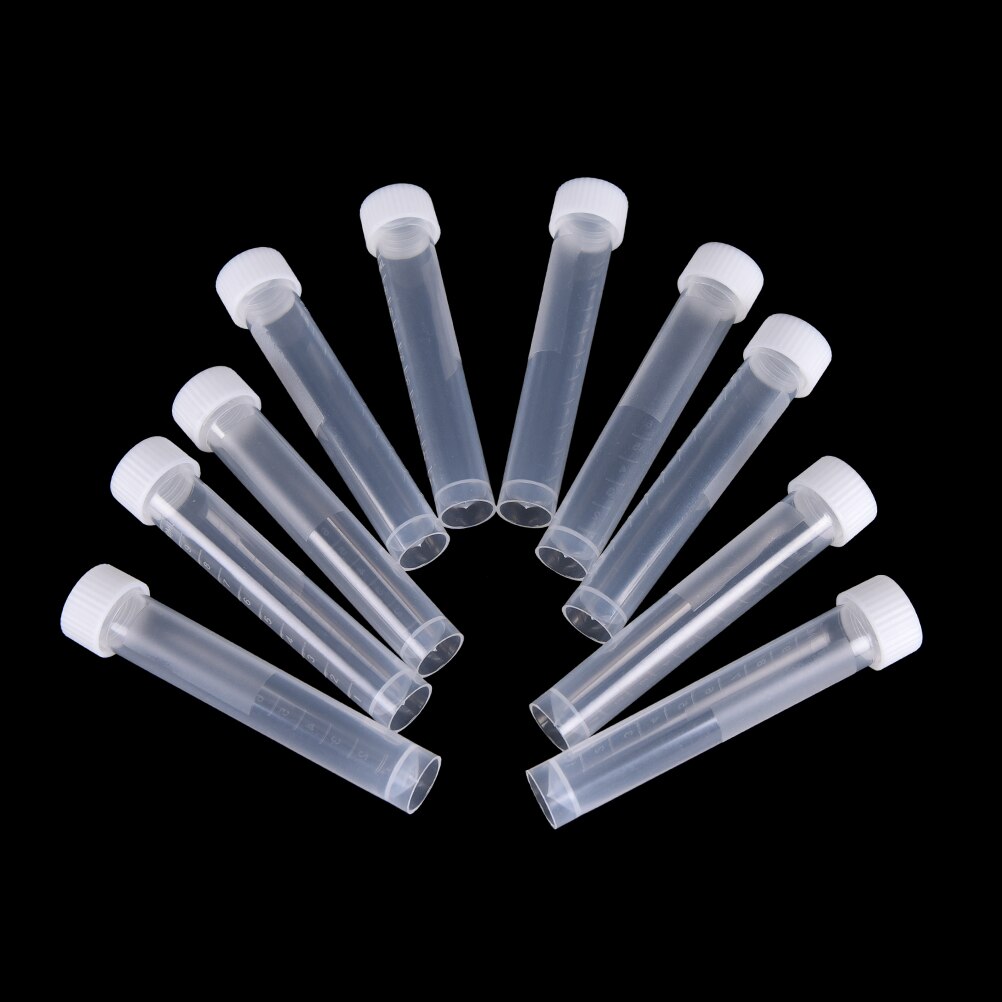 10PcsX 10ml Lab Plastic Frozen Test Tubes Vial Seal Cap Container for Laboratory School Educational Suppy