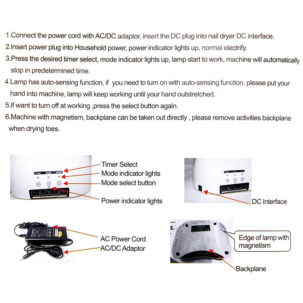 Abody 110-220V 48W CCFL + LED UV Lamp Light Beauty Salon Nail Dryer with Automatic Induction Timer Setting